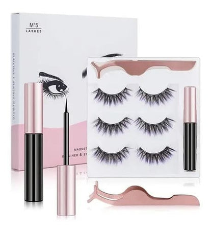 Kit de Pestañas Magnéticas con Delineador - ¡Sin Pegotes, Sin Complicaciones!