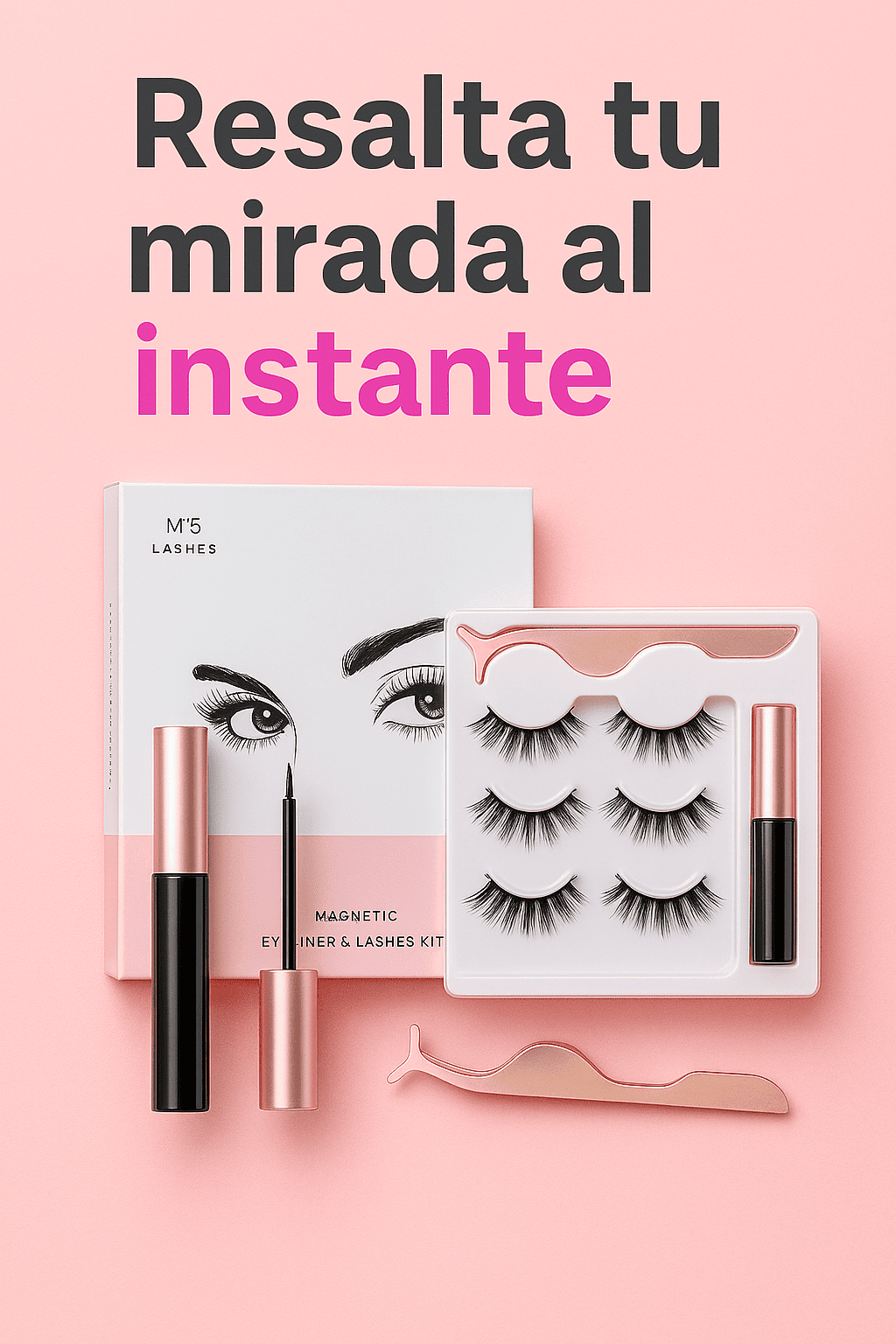 Kit de Pestañas Magnéticas con Delineador - ¡Sin Pegotes, Sin Complicaciones!