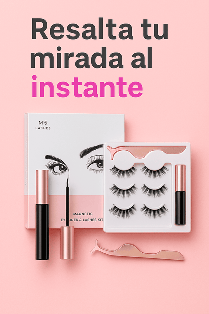 Kit de Pestañas Magnéticas con Delineador - ¡Sin Pegotes, Sin Complicaciones!