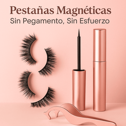 Kit de Pestañas Magnéticas con Delineador - ¡Sin Pegotes, Sin Complicaciones!